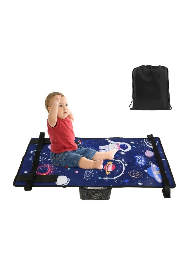Generic Toddler Travel Bed, Lightweight Toddler Airplane Seat Extender, Portable Toddler Travel Bed Kids, Kids Airplane Travel Essentials Airplane Travel Accessories, Storage Bag(Blue)  - Image 1