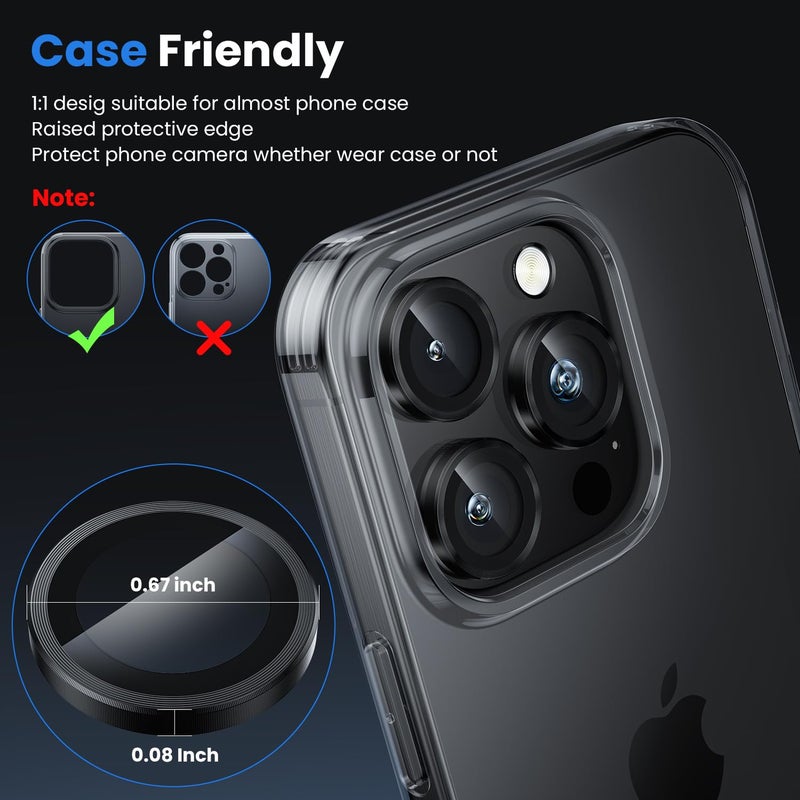 WSKEN لحماية عدسة الكاميرا لجهاز iPhone 16 Pro / iPhone 16 Pro Max / iPhone 15 Pro / iPhone 15 Pro Max - [نموذج تصوير أصلي] غطاء واقي من الزجاج المعدني المقسى فائق الوضوح، - Image 5