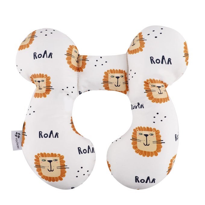 BABY TRAVEL PILLOWUPGRADED HEAD AND NECK SUPPORT PILLOW FOR PUSHCHAIR CAR SEATSTROLLER BOUNCER COTTON LION