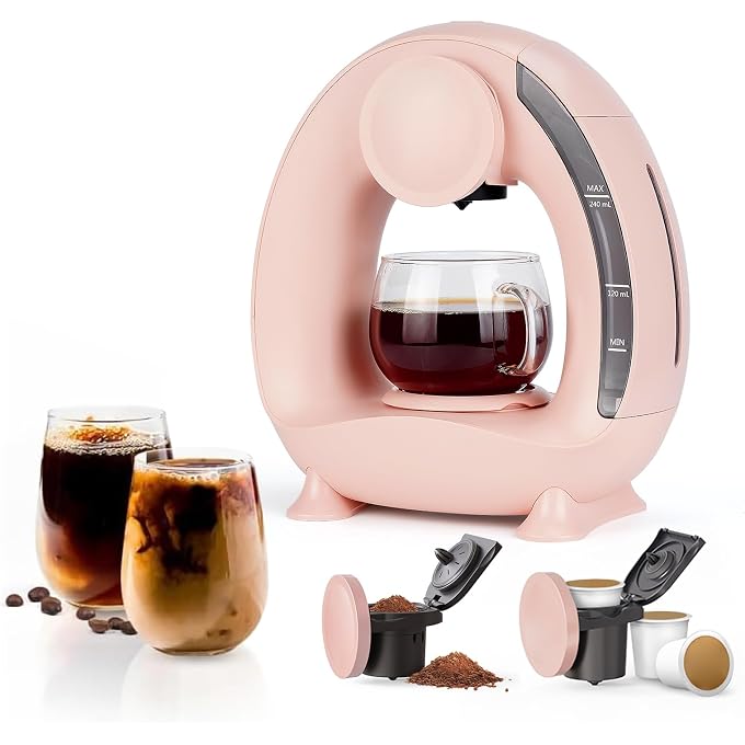 BENFUCHEN Single Serve Coffee Maker 2 in 1, 1400W Fast Brewer for K-Cup Pods & Ground Coffee, One-Touch Americano & Tea Machine with 2 Reusable Filters, Compact Design for Home Office RV Dorm - Image 1