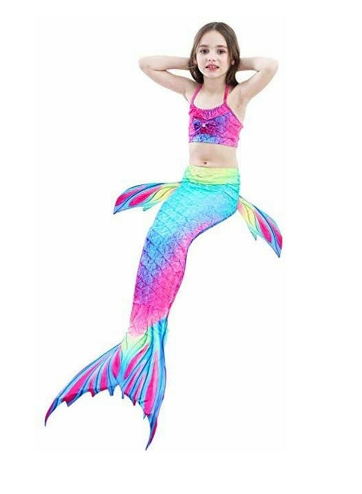 Cool Baby COOLBABY Girls Swimsuit Three Piece Children's Mermaid Tail Swimsuit Mermaid Costume Swimwear (120 Size) - Image 4