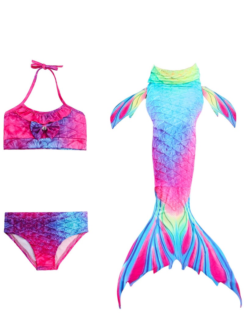 Cool Baby COOLBABY Girls Swimsuit Three Piece Children's Mermaid Tail Swimsuit Mermaid Costume Swimwear (120 Size) - Image 1