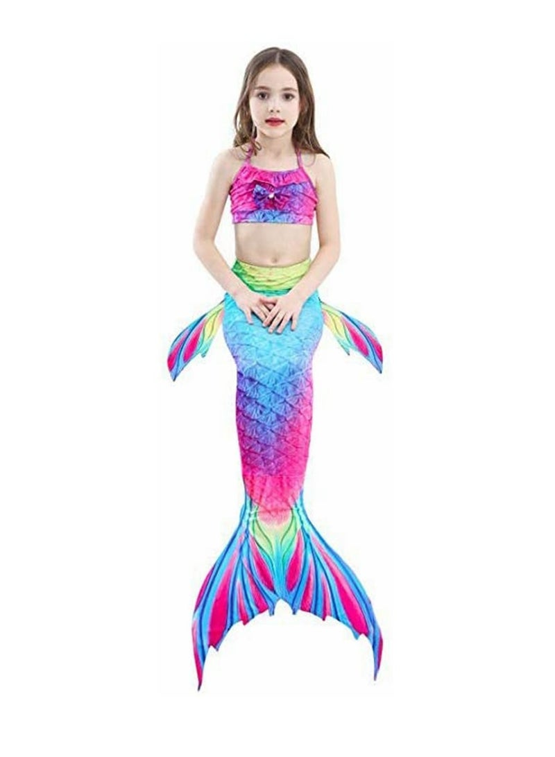 Cool Baby COOLBABY Girls Swimsuit Three Piece Children's Mermaid Tail Swimsuit Mermaid Costume Swimwear (120 Size) - Image 3