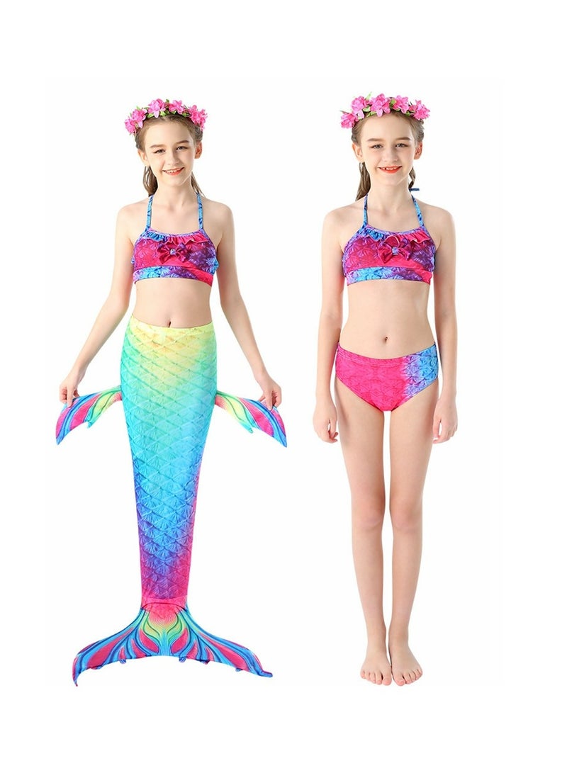 Cool Baby COOLBABY Girls Swimsuit Three Piece Children's Mermaid Tail Swimsuit Mermaid Costume Swimwear (120 Size) - Image 2