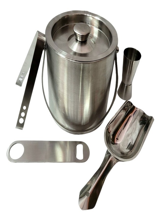 Proniks Stainless Steel Insulated Ice Bucket with Opener and Ice Tong and peg Measure and 1Liter Keeps Ice Cold for 6h Great bar Tools for Home bar Accessories - Image 2