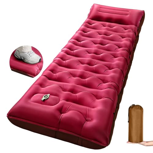 KASBAH Camping Sleeping Pad,Extra Wide 6 inch Thick Inflatable Sleeping Pads with Built-in Foot Pump and Pillow,Ultralight Camping Mat Gear for Outdoor Hiking,Camping - Image 1