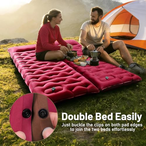 KASBAH Camping Sleeping Pad,Extra Wide 6 inch Thick Inflatable Sleeping Pads with Built-in Foot Pump and Pillow,Ultralight Camping Mat Gear for Outdoor Hiking,Camping - Image 5