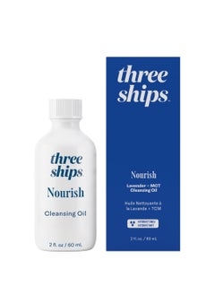 Three Ships Nourish Cleansing Oil with Lavender  MCT  Hydrating Oil Cleanser Removes Excess Oil Dirt Makeup Remover NonComedogenic 2 fl oz