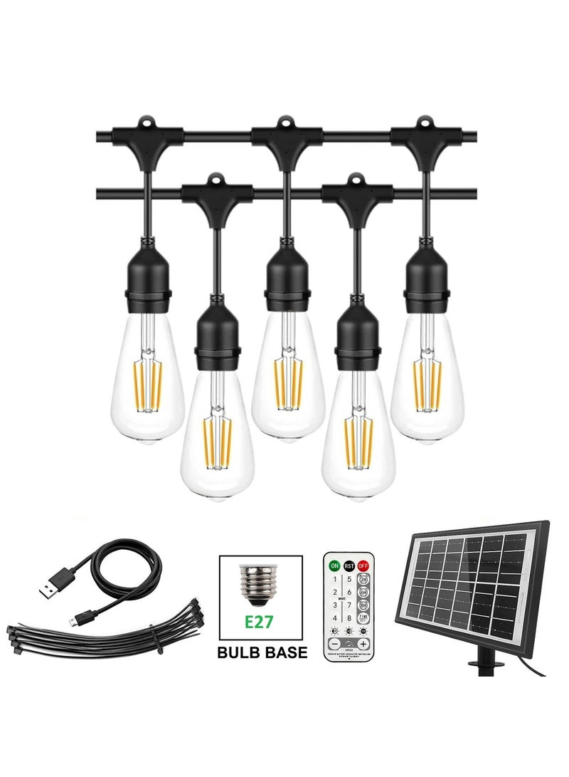 يوويل في الهواء الطلق للماء IP65 سلسلة أضواء LED E27 حامل 10 متر لمبة سلك حامل مع 20 لمبة 4W ST64 واضح مع الاتحاد الأوروبي التوصيل حامل لمبة الطاقة الشمسية لأضواء رمضان الديكور والديكور الخارجي ضوء معلق ضوء 6000 مللي أمبير و USB-C، سلسلة أضواء مع جهاز تحكم عن بعد و 8 أوضاع رمضان ضوء مع علاقات الكابل - Image 1