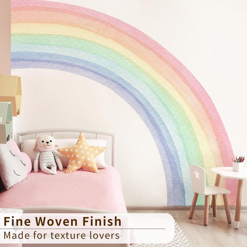FUNLIFE ملصقات جدارية كبيرة من قماش فنلايف قابلة للإزالة واللصق على شكل قوس قزح للفتيات، ملصقات قوس قزح نصف مائية مسبقة القطع للأطفال في غرفة النوم وغرفة المعيشة وغرفة اللعب، 78.74" x 70.87" - Image 4