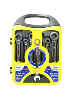 Rachet Wrench Set Combination Wrench Spanner Set 8-19mm Ring & Open End Combination Spanners, Professional Repair Tool Set 7Pcs