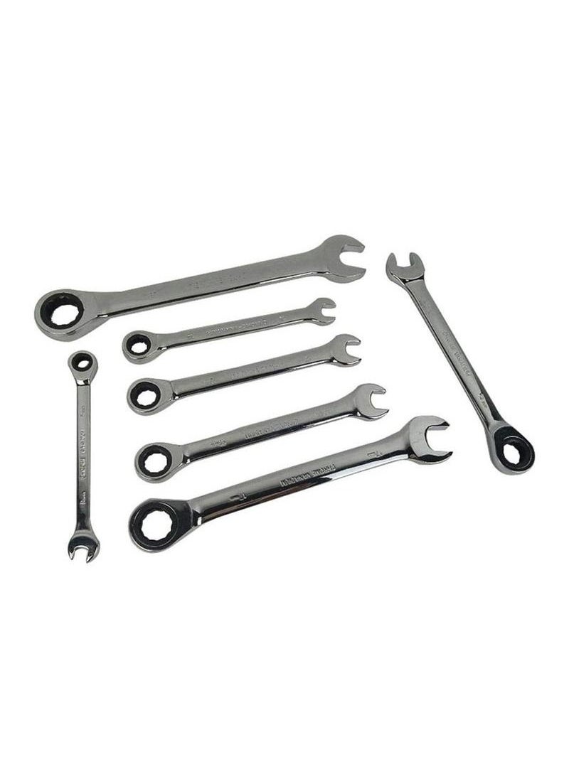 Oulima - Rachet Wrench Set Combination Wrench Spanner Set 8-19mm Ring & Open End Combination Spanners, Professional Repair Tool Set 7Pcs - Image 1