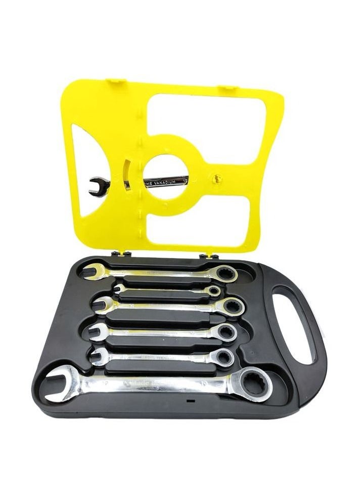 Oulima - Rachet Wrench Set Combination Wrench Spanner Set 8-19mm Ring & Open End Combination Spanners, Professional Repair Tool Set 7Pcs - Image 1