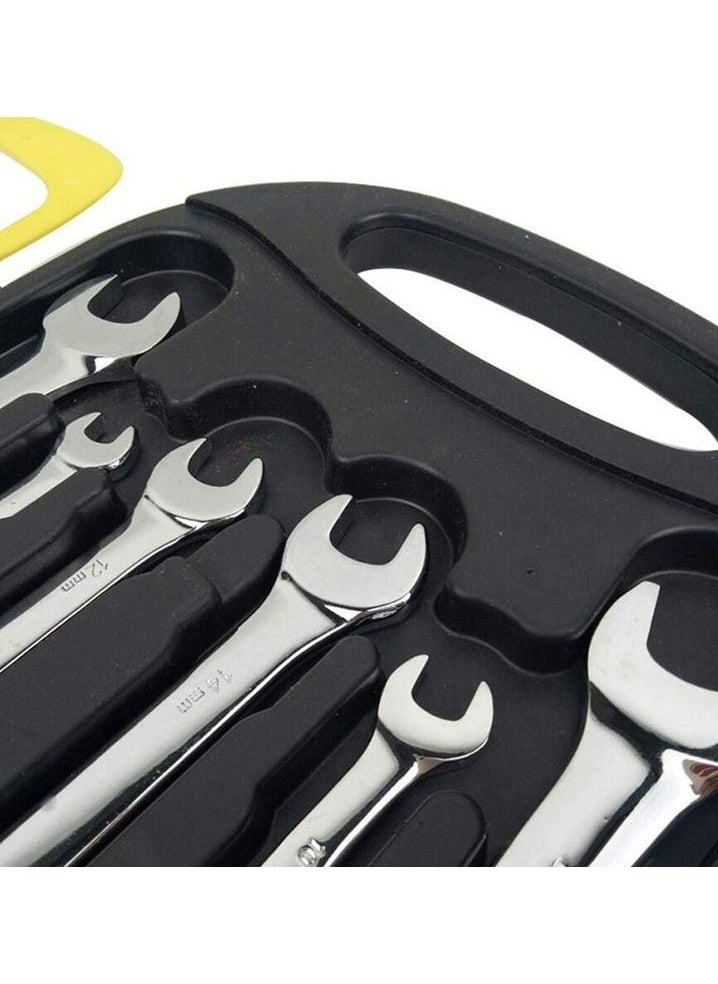 Oulima - Rachet Wrench Set Combination Wrench Spanner Set 8-19mm Ring & Open End Combination Spanners, Professional Repair Tool Set 7Pcs - Image 1