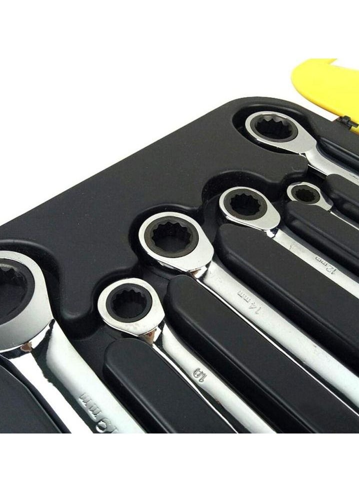 Oulima - Rachet Wrench Set Combination Wrench Spanner Set 8-19mm Ring & Open End Combination Spanners, Professional Repair Tool Set 7Pcs - Image 1