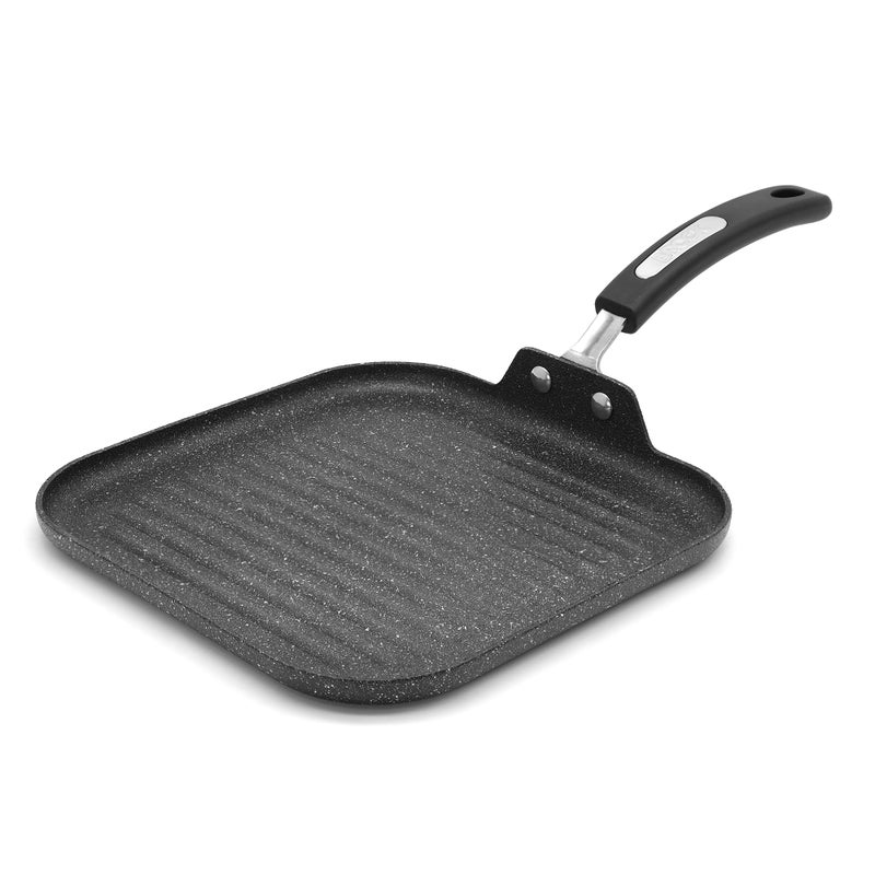 Starfrit The Rock 25cm 10 NonStick Grill Pan  Durable Forged Aluminium  Oven Safe  PFOA Free  Easy to Clean  Black