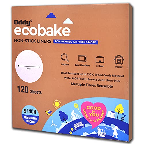Oddy Uniwraps Ecobake Non-Stick Baking Paper for Steamer, Airfryer & More - Perforated, 9 Inch Circle, 120 Pcs (White) - Image 1