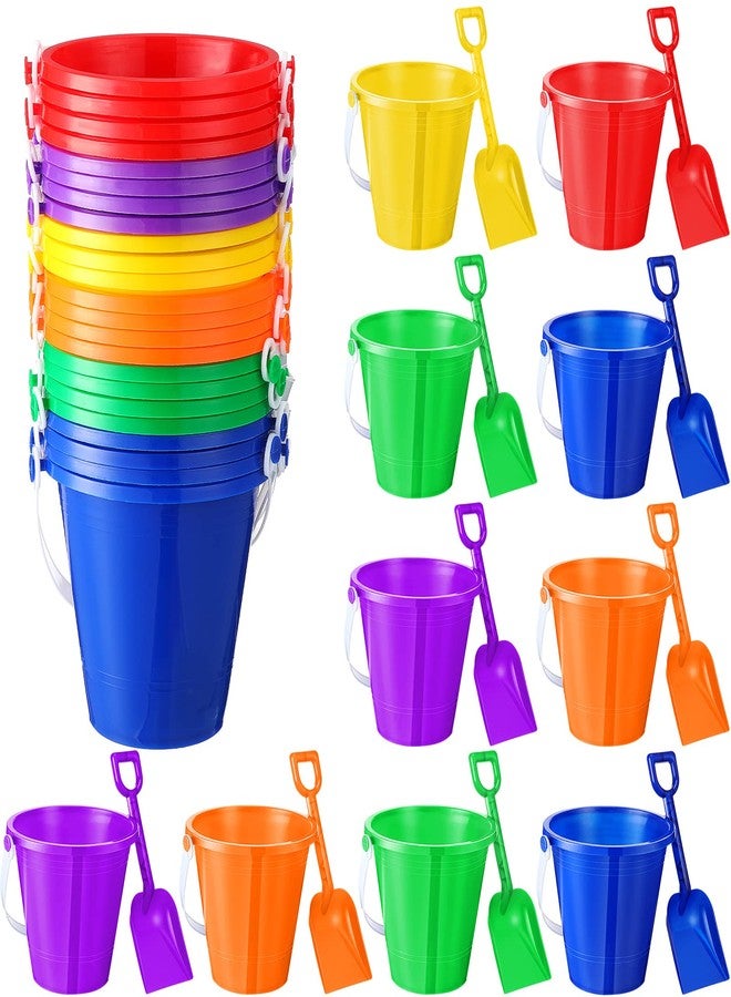 Sratte 18 Sets 4.7" Sand Buckets and Shovels Bulk Summer Beach Bucket Pack Plastic Beach Pails Sand Toys for Summer Pool Party Favors - Image 1