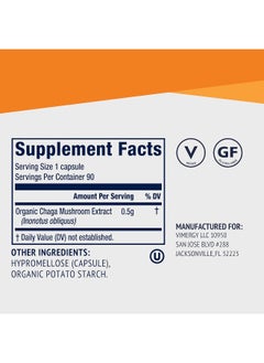 Vimergy Vimergy Chaga Mushroom Capsules, 30 Servings – Real Mushroom Herbal Supplement for Cardiovascular Support - Kosher, Non-GMO, Gluten-Free, Vegan, Paleo - 100% Pure Chaga with Zero Fillers (90 Count)  - Image 4