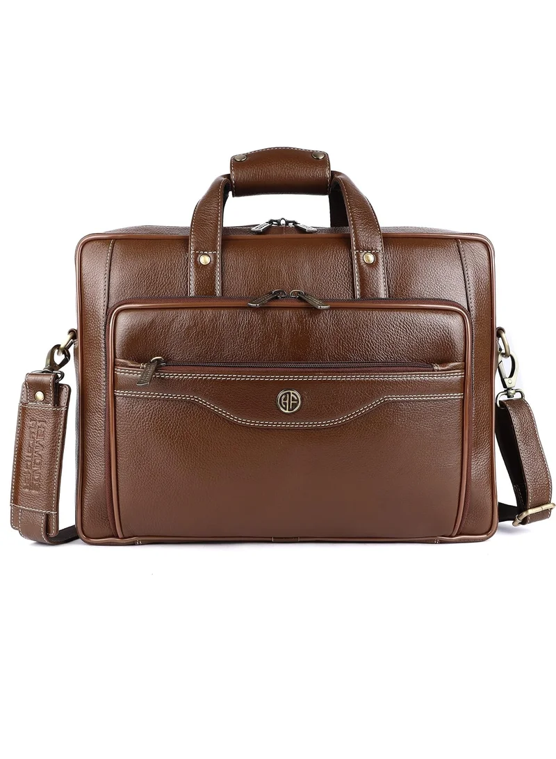 HAMMONDS FLYCATCHER Laptop Bag -Leather Laptop Office/Casual Bag for Men with Trolley Straps, Carry Handles with Adjustable Strap -Brushwood -Fits up to 16-Inch Laptop/MacBook | THWW
