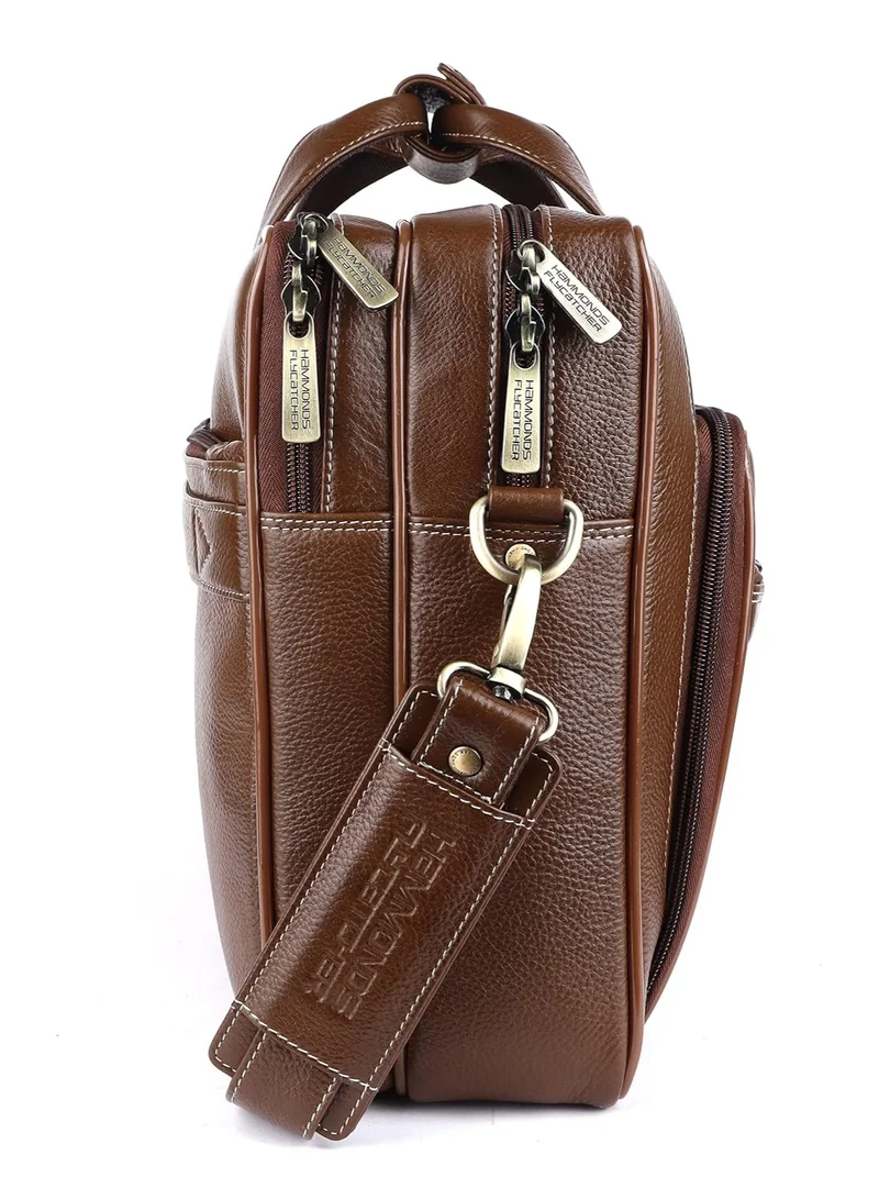 HAMMONDS FLYCATCHER Laptop Bag -Leather Laptop Office/Casual Bag for Men with Trolley Straps, Carry Handles with Adjustable Strap -Brushwood -Fits up to 16-Inch Laptop/MacBook | THWW
