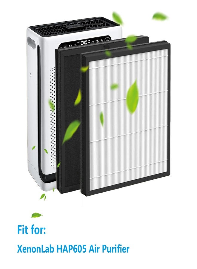 HALIEVE HAP605 Replacement Filter Compatible with XenonLab HAP605 Air Purifier 3-in-1 Pre-Filter HEPA & Activated Carbon Filter for Home Large Room, 2 Pack - Image 2