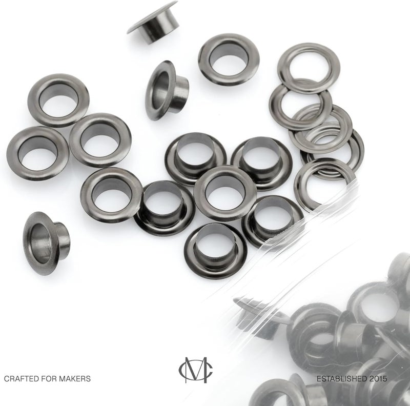 CRAFTMEMORE 3/16" (5MM) Hole Size 100 Sets Gunmetal Black Metal Grommets Eyelets with Washers for Bead Cores, Clothes, Leather, Canvas (Gunmetal) - Image 2