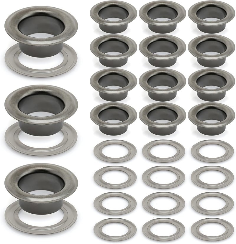 CRAFTMEMORE 3/16" (5MM) Hole Size 100 Sets Gunmetal Black Metal Grommets Eyelets with Washers for Bead Cores, Clothes, Leather, Canvas (Gunmetal) - Image 1