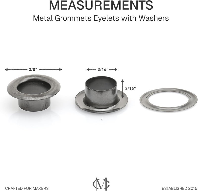 CRAFTMEMORE 3/16" (5MM) Hole Size 100 Sets Gunmetal Black Metal Grommets Eyelets with Washers for Bead Cores, Clothes, Leather, Canvas (Gunmetal) - Image 4