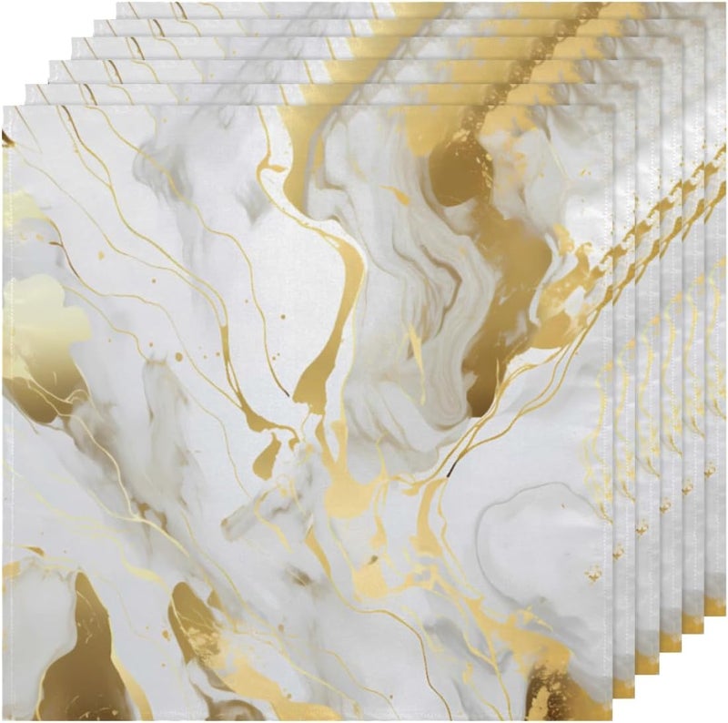 DXTKWL Cloth Napkins Set of 4 Marble Golden Texture Polyester Dinner Napkins 20x20 inch Reusable Washable Table Cloth Napkins for Home Holiday Dining Wedding Party Decoration - Image 2