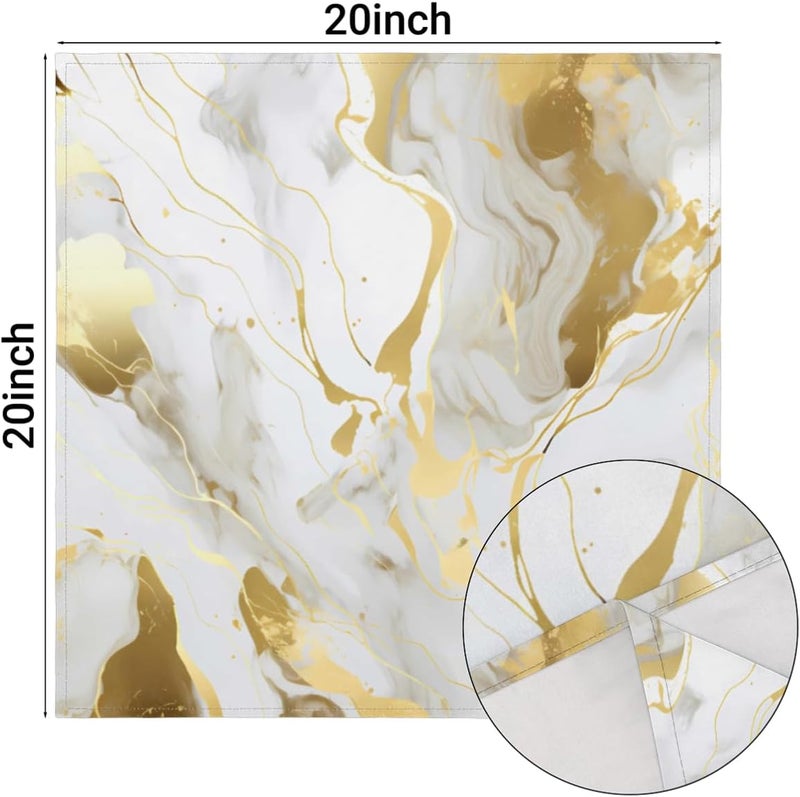 DXTKWL Cloth Napkins Set of 4 Marble Golden Texture Polyester Dinner Napkins 20x20 inch Reusable Washable Table Cloth Napkins for Home Holiday Dining Wedding Party Decoration - Image 3