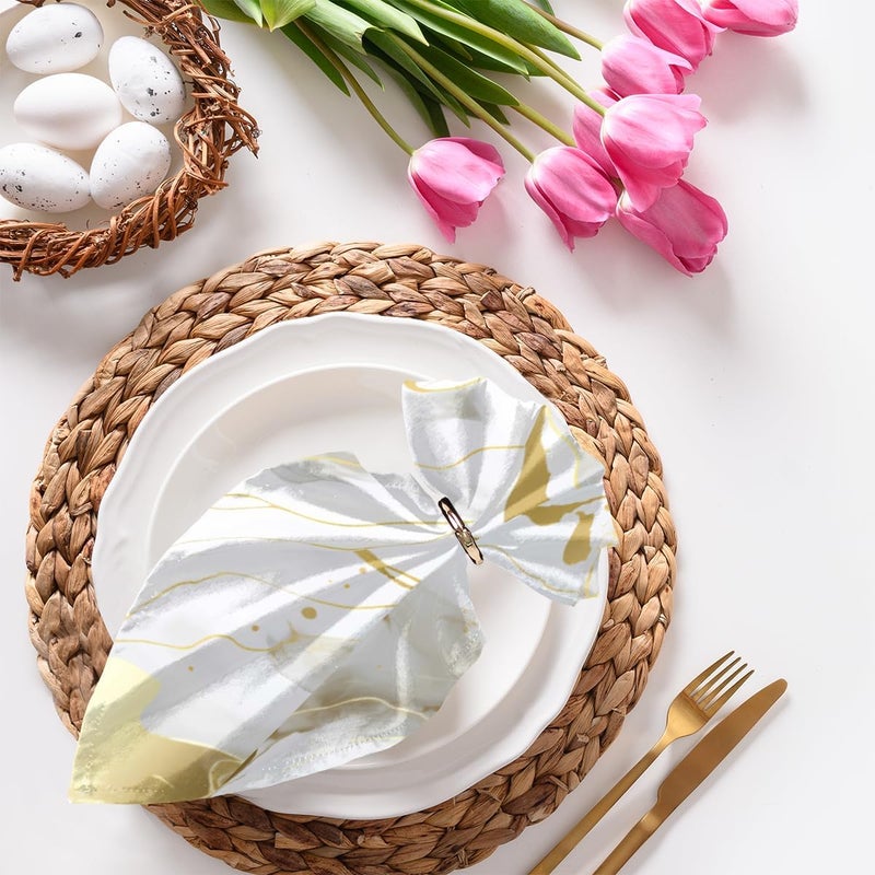 DXTKWL Cloth Napkins Set of 4 Marble Golden Texture Polyester Dinner Napkins 20x20 inch Reusable Washable Table Cloth Napkins for Home Holiday Dining Wedding Party Decoration - Image 5