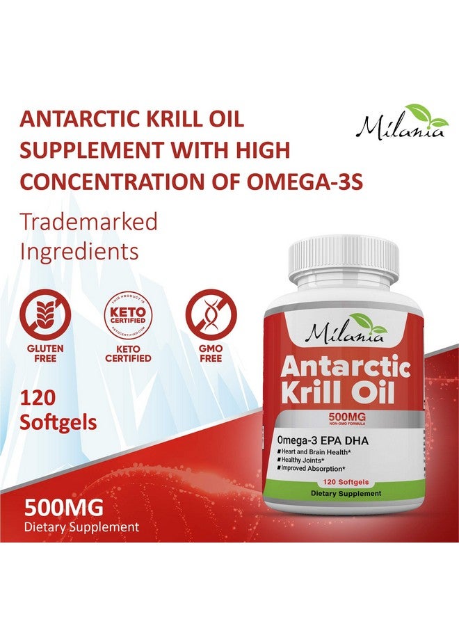 MILANIA Antarctic Krill Oil - 120 Softgels - Omega-3 EPA, DHA, with Astaxanthin - Sourced from Red Krill - Maximum Strength - 500mg - Image 3
