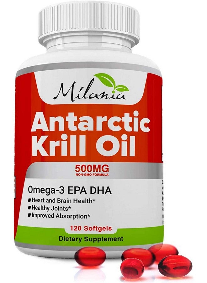 MILANIA Antarctic Krill Oil - 120 Softgels - Omega-3 EPA, DHA, with Astaxanthin - Sourced from Red Krill - Maximum Strength - 500mg - Image 1