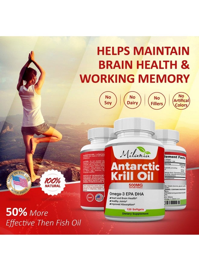 MILANIA Antarctic Krill Oil - 120 Softgels - Omega-3 EPA, DHA, with Astaxanthin - Sourced from Red Krill - Maximum Strength - 500mg - Image 4
