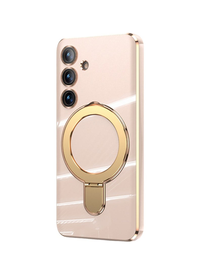 حافظة هاتف محمول بلون سادة مع حامل مغناطيسي لاسلكي وغطاء حماية شامل مناسب لهاتف Samsung S24 Ultra/S24 Plus/S24 - Image 1
