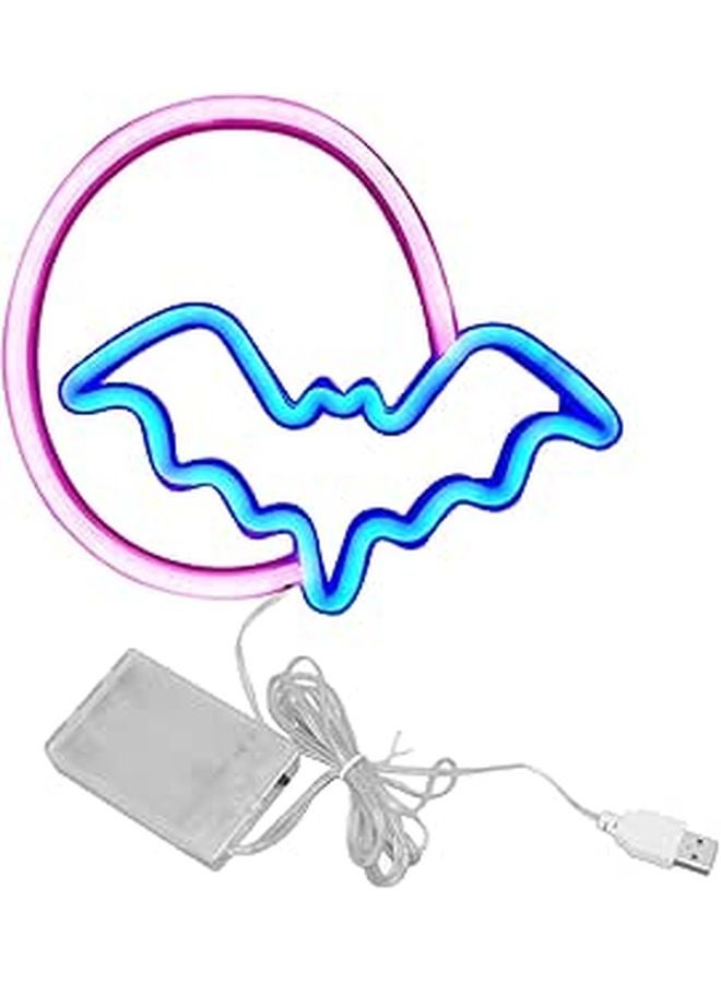 Moon Bat Neon Light LED Wall Decor 25x21 5cm USB Battery Powered Soft Glow - Image 1