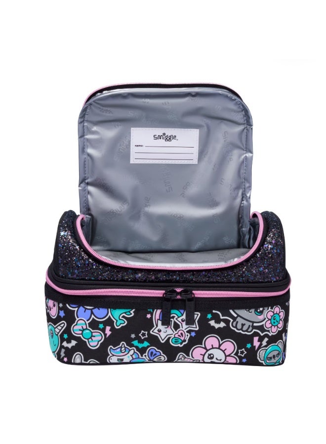 Smiggle Cute animal pattern bento bag, large capacity insulated lunch bag for children, portable hand-held lunchbox bag for students. - Image 3