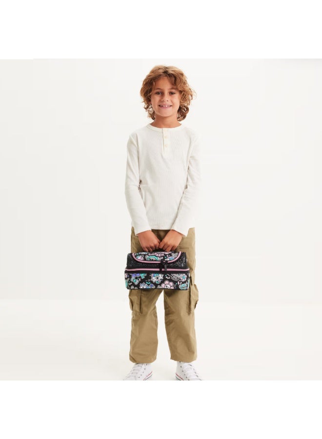Smiggle Cute animal pattern bento bag, large capacity insulated lunch bag for children, portable hand-held lunchbox bag for students. - Image 2