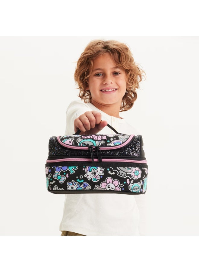 Smiggle Cute animal pattern bento bag, large capacity insulated lunch bag for children, portable hand-held lunchbox bag for students. - Image 4