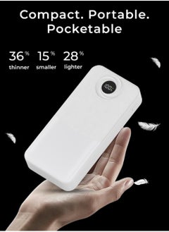 glassology 20000mAh Power Bank, PD20W + QC 22.5W Fast Charging, Polymer Battery, 2 USB Output Ports, Digital Display Power, Strong LCD Light, Compatible with iPhone, Samsung Galaxy, Apple Watch, AirPods, iPad (White)  - Image 2