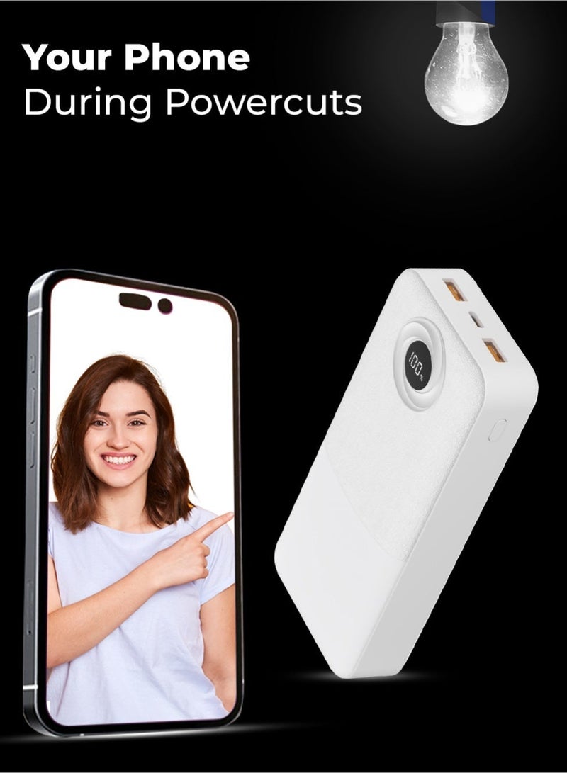 جلاسولوجي 20000mAh High Capacity Power Bank PD 20W & QC 22.5W Fast Charging Dual USB Output Smart Digital Display Multi Device Safe Charging Over Charge Protection Compatible with iPhone, Samsung Galaxy & All USB Devices - Image 4