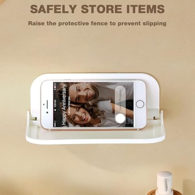 AUTOYSUR Bathroom Towel RackWall Mounted Foldable Towel Shelf with Double BarsStorage Organizer with 5 Removable Hooks Stainless Steel SpaceSaving Holder for Toilet Shower Lavatory - Image 4