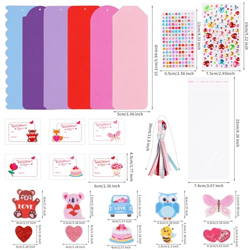 LOAVER 24 Sets Valentines Day Bookmark Craft Kit,DIY Foam Book Mark with Stickers Rhinestones for Valentines Day Presents Gift Exchange Party Craft Supplies - Image 2