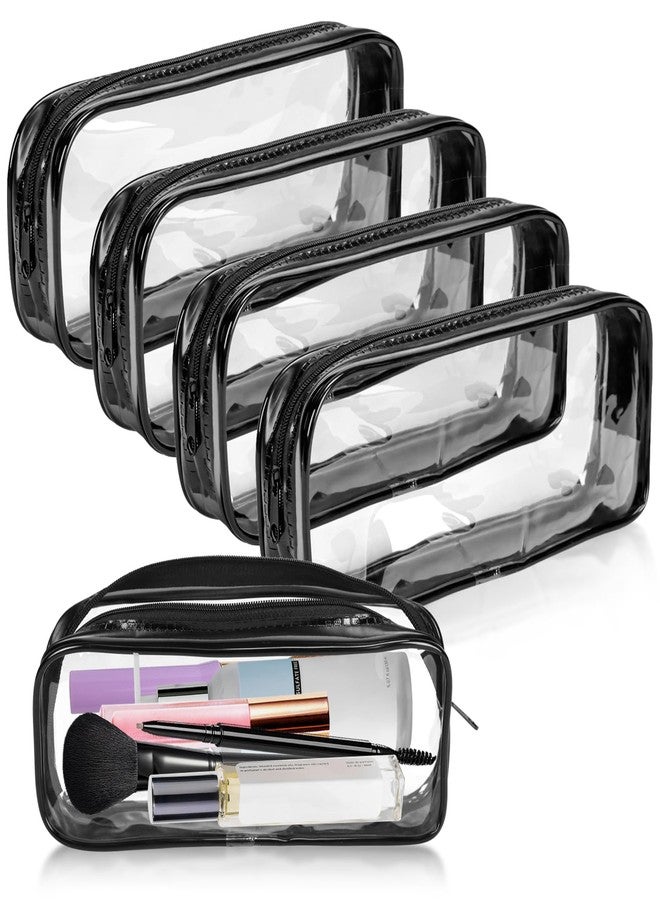 ISUSSER 5 Pack Clear PVC Zipper Pencil Pouch, Pen Pencil Case Makeup Pouch, Large Capacity Pencil Bag for Office Stationery Travel Storage (Black) - Image 1