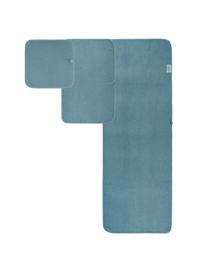 POLYTE Oversize, 60 x 30 in., Quick Dry Lint Free Microfiber Bath Towel Set, 6 Piece (Green, Waffle Weave) - Image 2