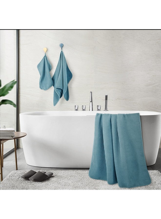 POLYTE Oversize, 60 x 30 in., Quick Dry Lint Free Microfiber Bath Towel Set, 6 Piece (Green, Waffle Weave) - Image 4