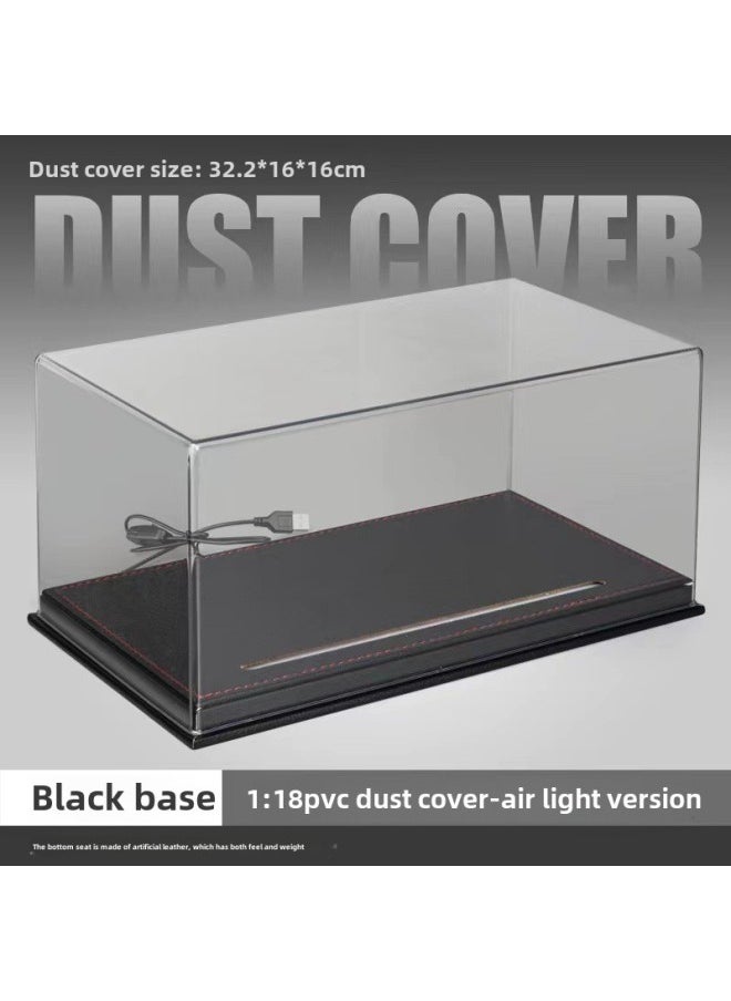Generic Large Acrylic Alloy Car Model Transparent Gift Box Exquisite Dustproof Display Box Ideal Gift Ornament-Color:1:18 Dust Cover With Light-black  - Image 1