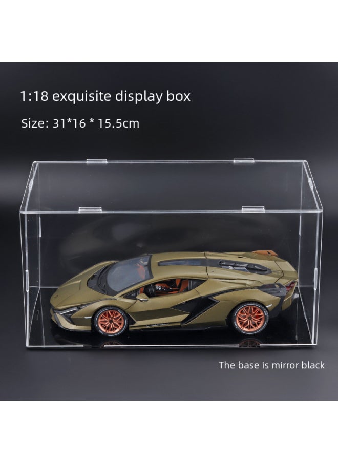 Generic Large Acrylic Alloy Car Model Transparent Gift Box Exquisite Dustproof Display Box Ideal Gift Ornament-Color:1:18 Dust Cover With Light-black  - Image 5