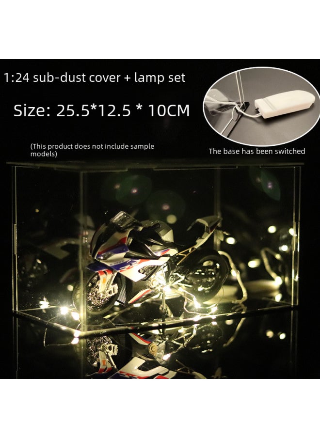 Generic Large Acrylic Alloy Car Model Transparent Gift Box Exquisite Dustproof Display Box Ideal Gift Ornament-Color:1:18 Dust Cover With Light-black  - Image 4
